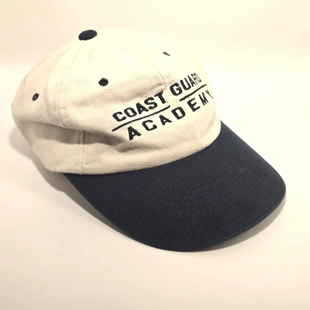 Champion Coast Guard Academy Hat Beige Navy Adjustable Cotton Cap - Picture 2 of 10